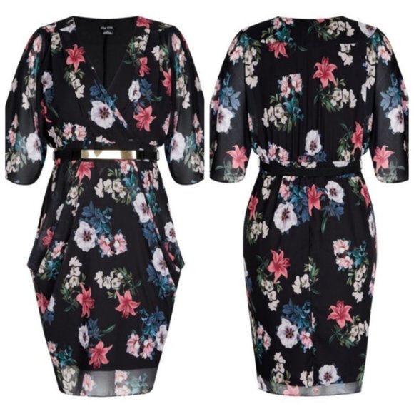 Valentine's Day Plus XXL/24 City Chic Lily Love Wrap Dress - Picture 2 of 6